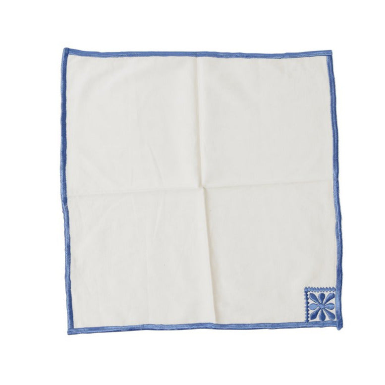 Azure Bloom Embroidered Napkin (Set of 6)