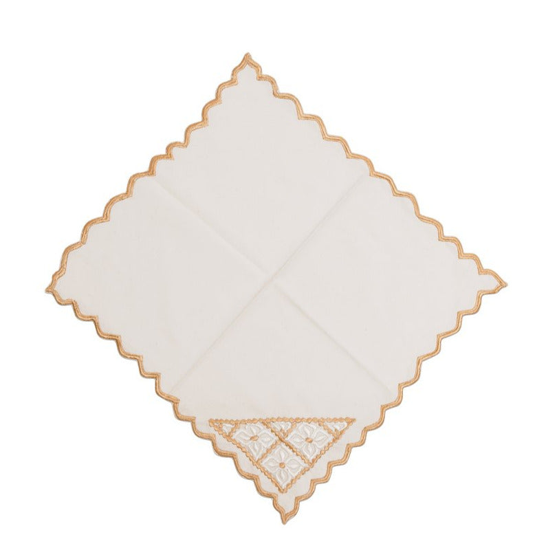 Golden Medina Lace Napkin Embroidered Napkin (Set of 6)