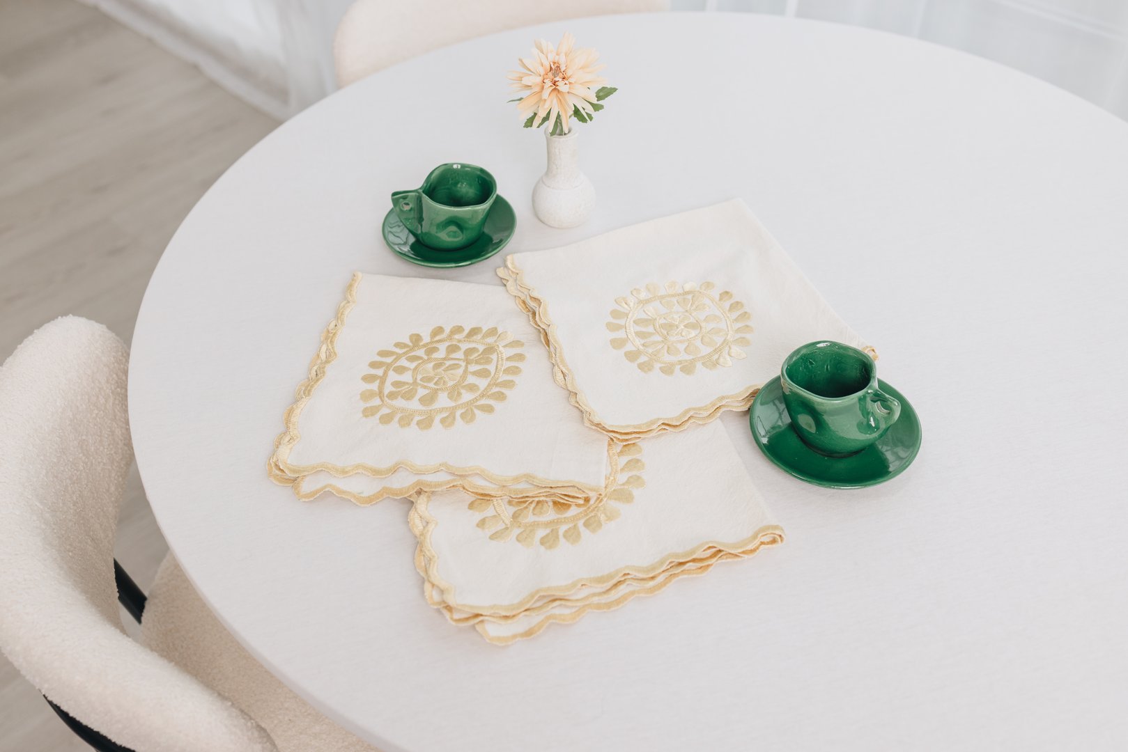 Marrakech Gilded Scallop Embroidered Napkin (Set of 6)