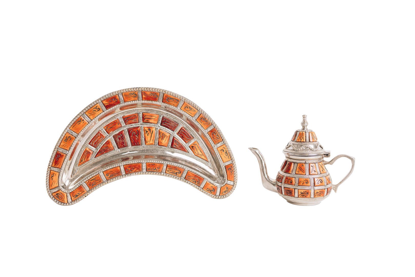 Zahara Bone-Inlay Saffron Ember Tea Set — Limited Edition