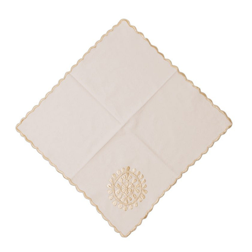 Beige handkerchief with a small embroidered design 