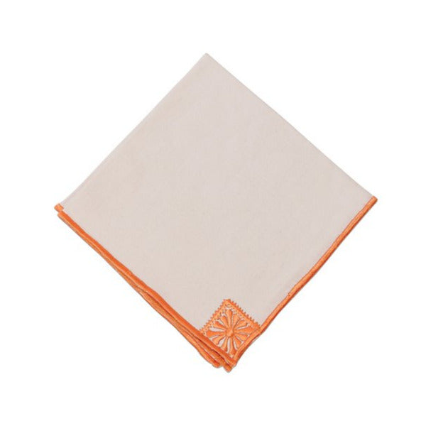 Beige napkin with orange border 